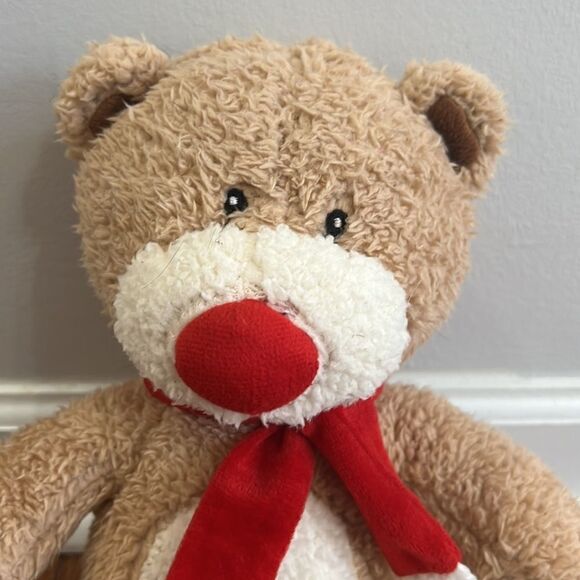 Fiesta 10” Sitting Teddy Bear w/ Red Scarf Jesus Loves Me Plush Stuffed Animal - Picture 2 of 5